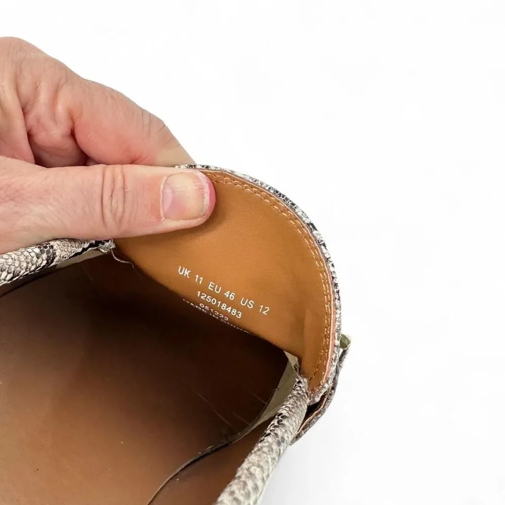 Snakeskin Embossed Faux Leather Horsebit Loafers Animal Print Flats
